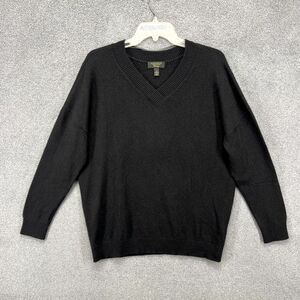 Cashmere Charter Club Luxury Sweater Mens Large Black Knit‎ v neck